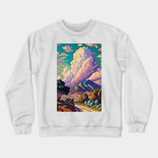 Pastel Colored Mountain and Sky Landscapes Crewneck Sweatshirt